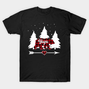 Yaya Bear Buffalo Plaid Christmas Matching Family Pajama T-Shirt